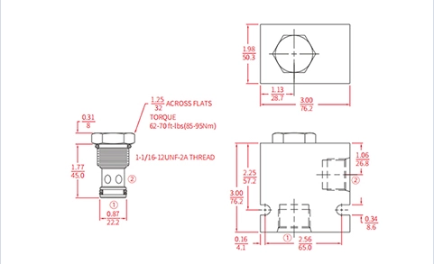 Desempenho/Dimensão/Desenho Seccional ICV-12-20 Válvula de Retenção Poppet