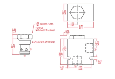 Desempenho/Dimensão/Desenho Seccional ICV16-20 Válvula de Retenção Poppet