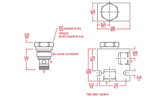 Desempenho/Dimensão/Desenho Seccional da Válvula Poppet ICV08-20, Válvula de Retenção (Alta Pressão)