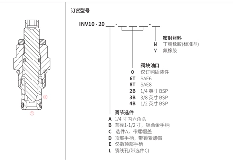 Desempenho/dimensão/desenho secional INV10-20 válvula de agulha