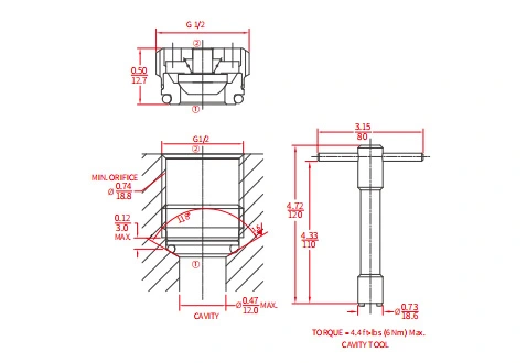 Desempenho/dimensão/desenho seccional ICV2000-G12 válvula de retenção de rosca