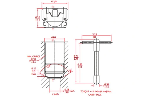 Desempenho/dimensão/desenho seccional ICV2000-G38 válvula de retenção de rosca