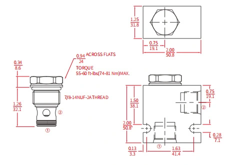 Desempenho/dimensão/desenho secional da válvula de esfera ICV10-D20, válvula de verificação