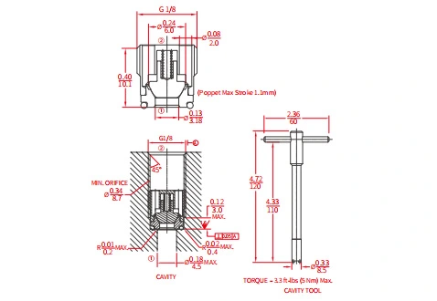 Desempenho/dimensão/desenho seccional ICV2500-G18 válvula de retenção de rosca