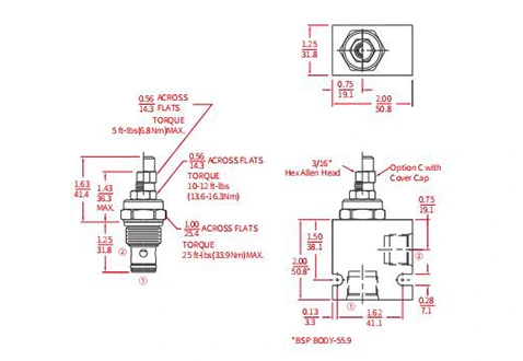 Desempenho/dimensão/desenho seccional da válvula de agulha hidráulica INV10-22