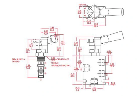 Desempenho/Dimensão/Desenho Seccional IMR10-47A Válvula Direcional Manual