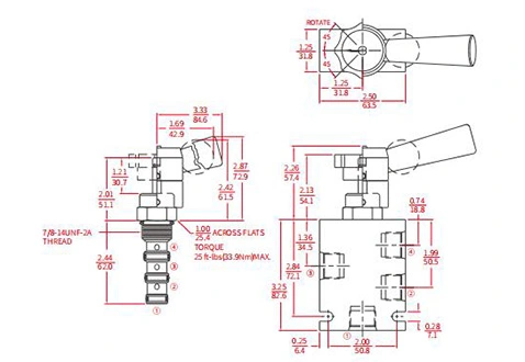 Desempenho/Dimensão/Desenho Seccional IMR10-47B Válvula Direcional Manual