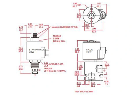 Desempenho/Dimensão/Desenho Seccional do Carretel ISV10-24 2-Way N.C. Válvula Solenóide