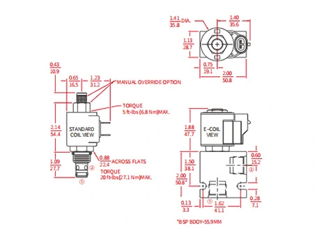 Desempenho/Dimensão/Desenho Seccional de ISV08-20 Poppet 2-Way N.C. Válvula Solenóide