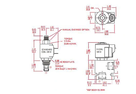 Desempenho/Dimensão/Desenho Seccional do Carretel ISV08-24 2-Way N.C. Válvula Solenóide