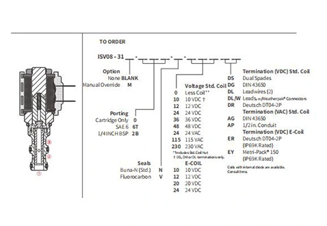 Desempenho/Dimensão/Desenho Seccional da Válvula Solenóide ISV08-31 Carretel de 3 Vias de 2 Posições