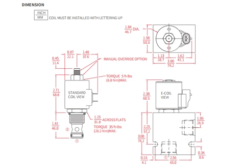 Desempenho/Dimensão/Desenho Seccional de ISV12-B20 Poppet 2-Way N.C. Válvula Solenóide