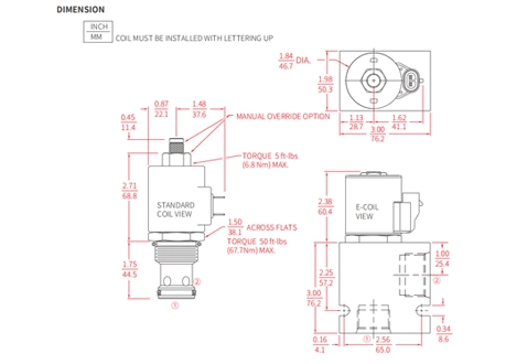 Desempenho/Dimensão/Desenho Seccional de ISV16-20 Poppet 2-Way N.C. Válvula Solenóide